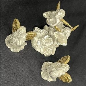 VTG 1994 Jay Craft (set of 3) Diamond Cut Two-Toned Pewter Figurines